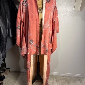 Embroidered Coral Kimono Jacket